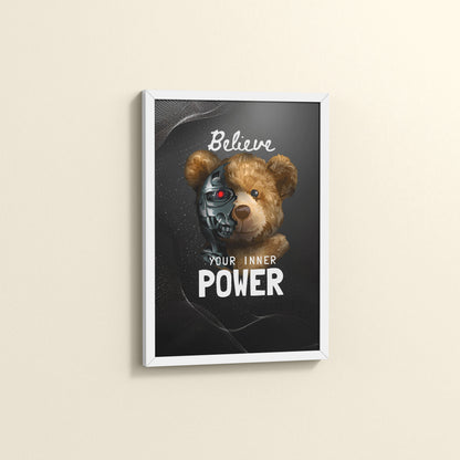 Side View of Believe in Your Inner Power – Inspirational Quote Wall Decor in White Color Frame