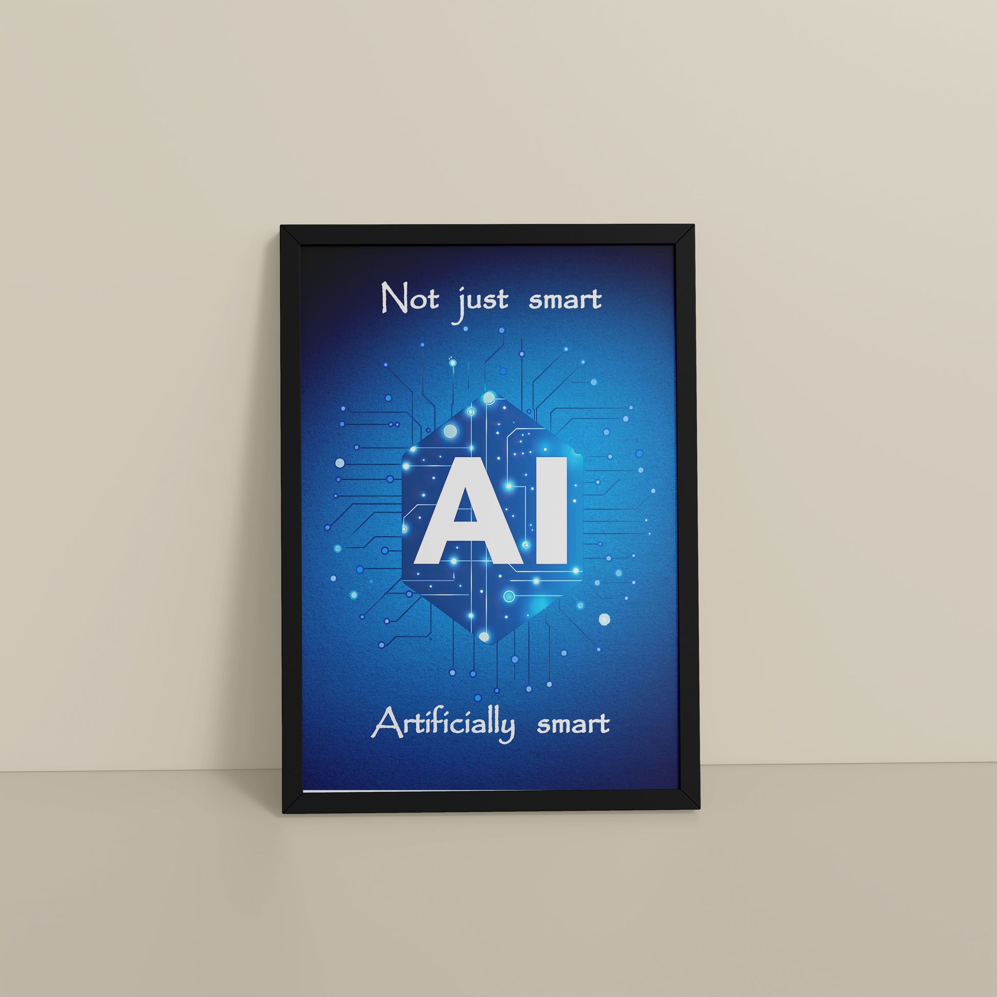 Floor View of Artificially Smart – AI Quote Wall Art Frame in Black Color Frame