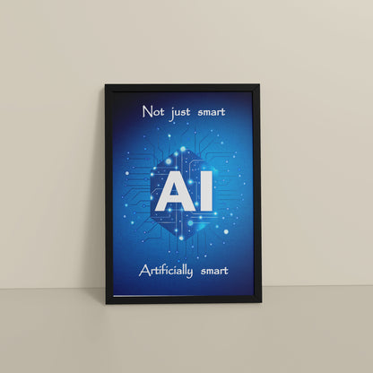Floor View of Artificially Smart – AI Quote Wall Art Frame in Black Color Frame