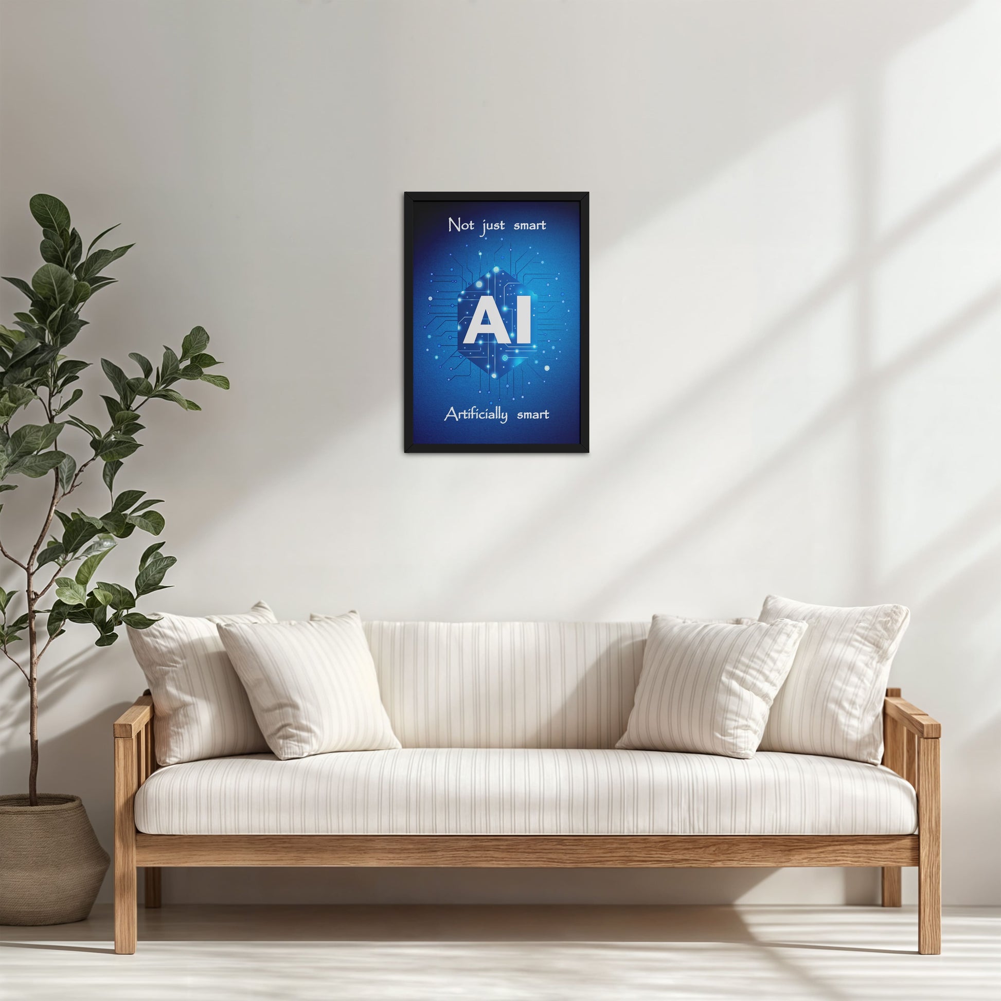 Living Room Cabinet Table Preview of Artificially Smart – AI Quote Wall Art Frame in Black Color Frame