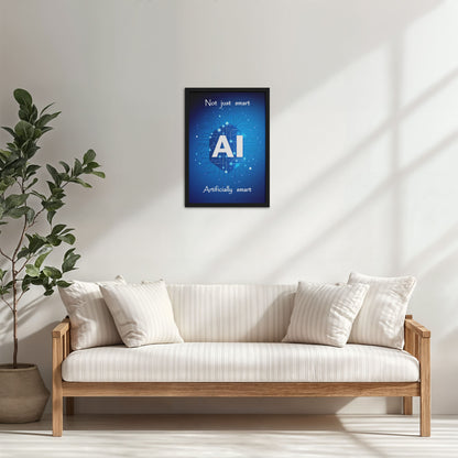 Living Room Cabinet Table Preview of Artificially Smart – AI Quote Wall Art Frame in Black Color Frame