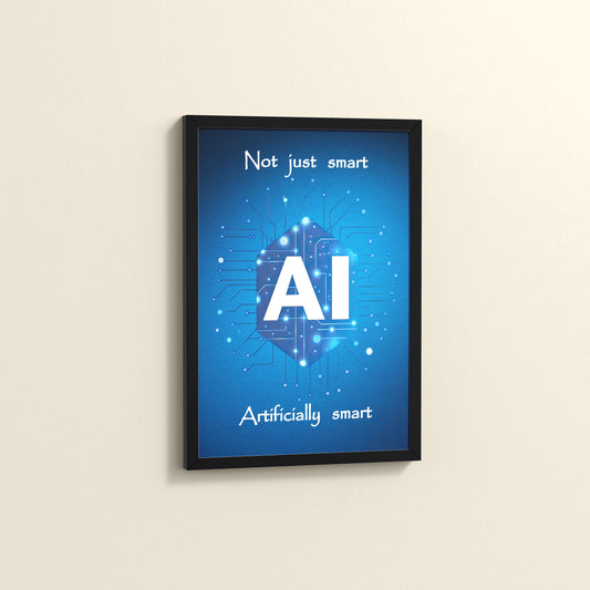 Side View of Artificially Smart – AI Quote Wall Art Frame in Black Color Frame