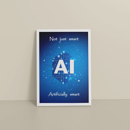 Floor View of Artificially Smart – AI Quote Wall Art Frame in White Color Frame