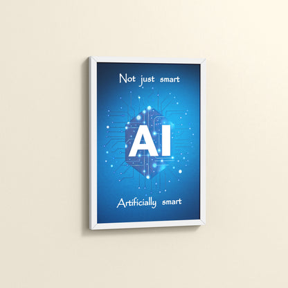 Side View of Artificially Smart – AI Quote Wall Art Frame in White Color Frame