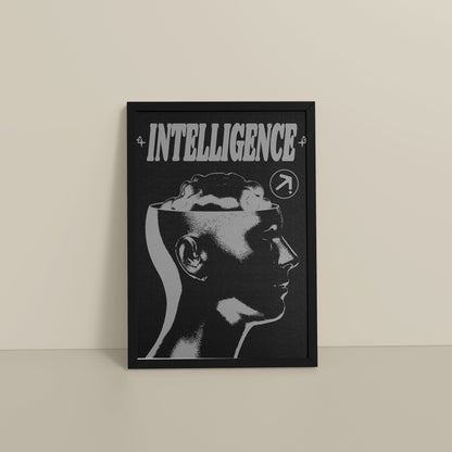 Floor View of Retro Vision – Brain & Head Intelligence Wall Art in Black Color Frame