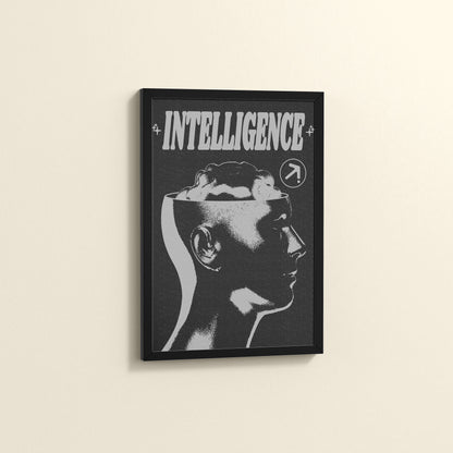 Side View of Retro Vision – Brain & Head Intelligence Wall Art in Black Color Frame
