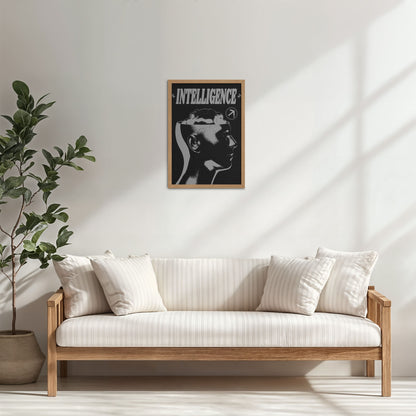 Living Room Cabinet Table Preview of Retro Vision – Brain & Head Intelligence Wall Art in Natrual Color Frame