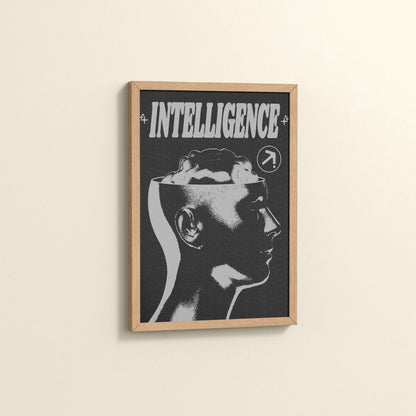 Side View of Retro Vision – Brain & Head Intelligence Wall Art in Natrual Color Frame