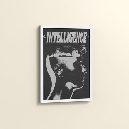 Side View of Retro Vision – Brain & Head Intelligence Wall Art in White Color Frame