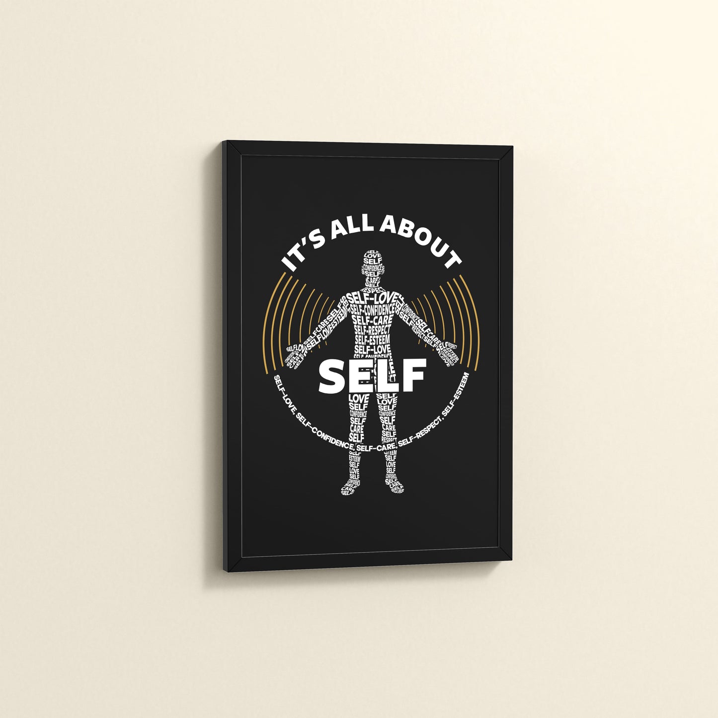 Side View of Inner Focus – It's All About Self Motivational Quote Wall Frame in Black Color Frame