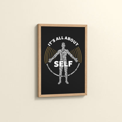 Side View of Inner Focus – It's All About Self Motivational Quote Wall Frame in Natrual Color Frame