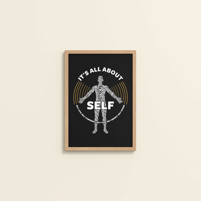 Wall View of Inner Focus – It's All About Self Motivational Quote Wall Frame in Natrual Color Frame