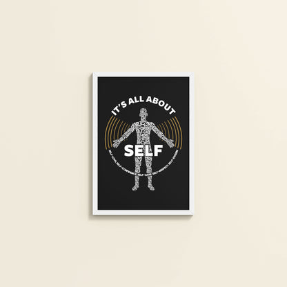 Wall View of Inner Focus – It's All About Self Motivational Quote Wall Frame in White Color Frame