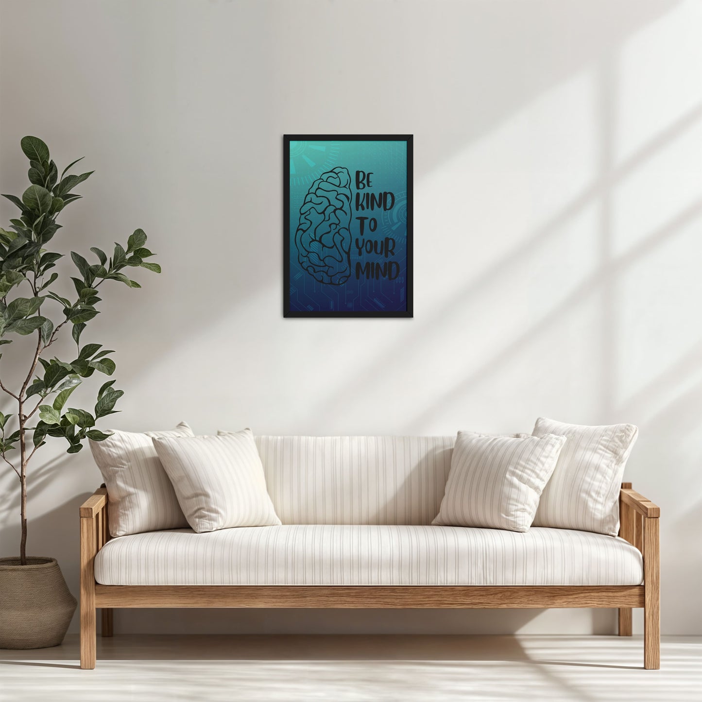 Living Room Cabinet Table Preview of Be Kind to Your Mind – Inspirational Wall Decor in Black Color Frame