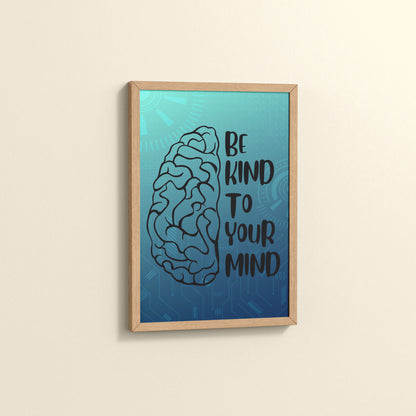 Side View of Be Kind to Your Mind – Inspirational Wall Decor in Natrual Color Frame