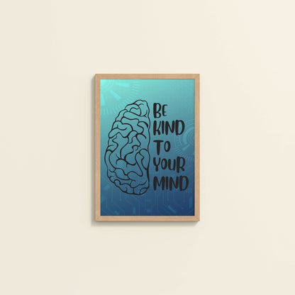 Wall View of Be Kind to Your Mind – Inspirational Wall Decor in Natrual Color Frame