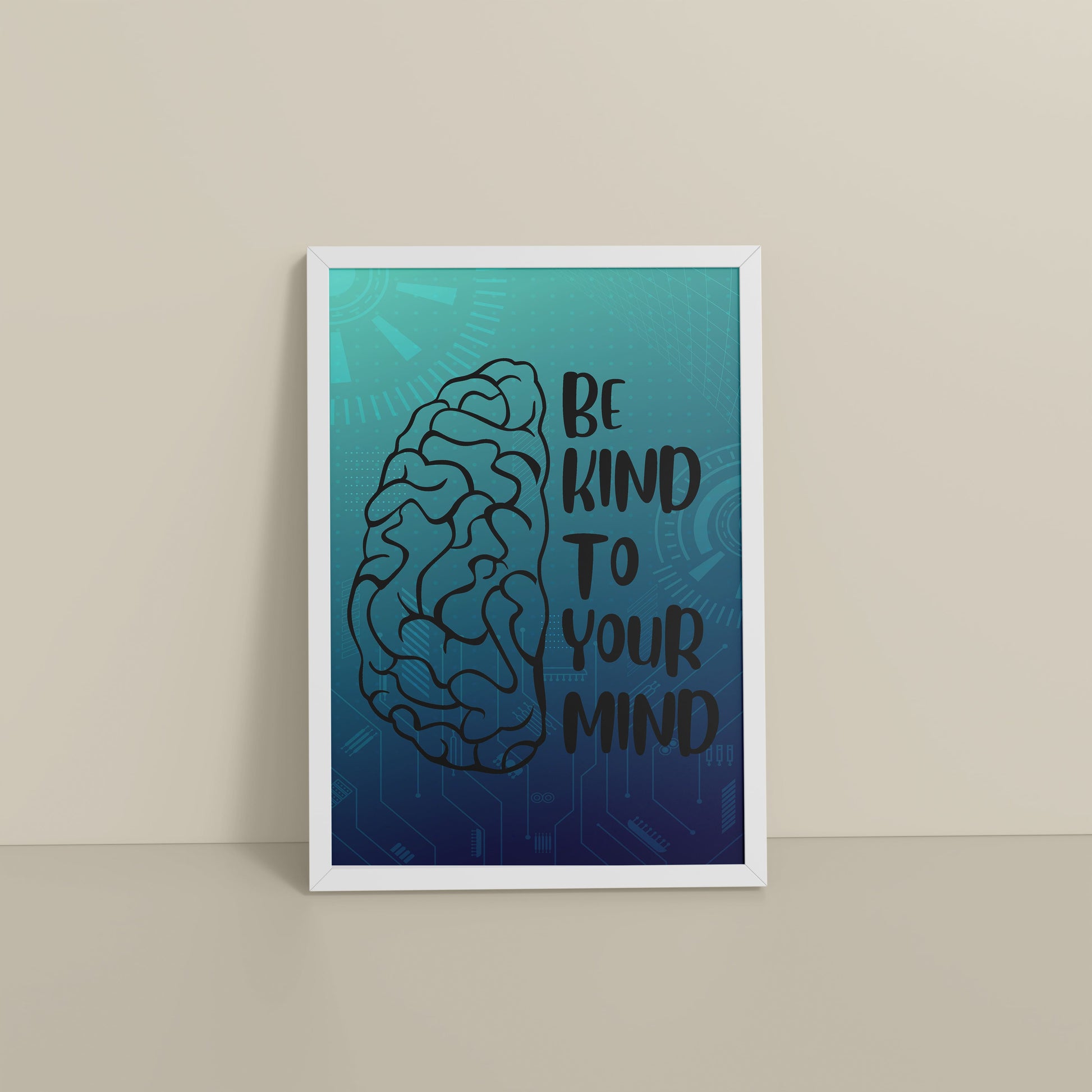Floor View of Be Kind to Your Mind – Inspirational Wall Decor in White Color Frame