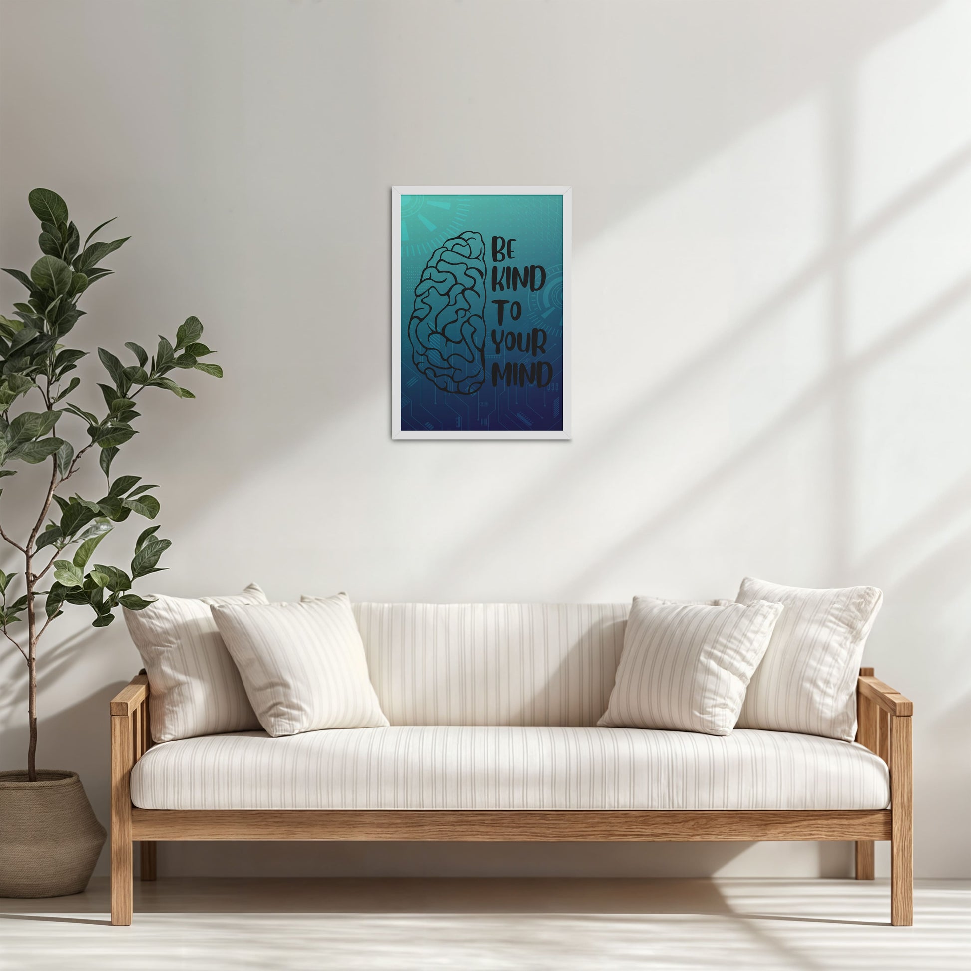 Living Room Cabinet Table Preview of Be Kind to Your Mind – Inspirational Wall Decor in White Color Frame