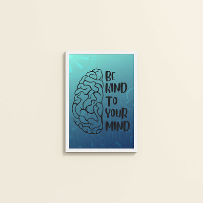 Wall View of Be Kind to Your Mind – Inspirational Wall Decor in White Color Frame