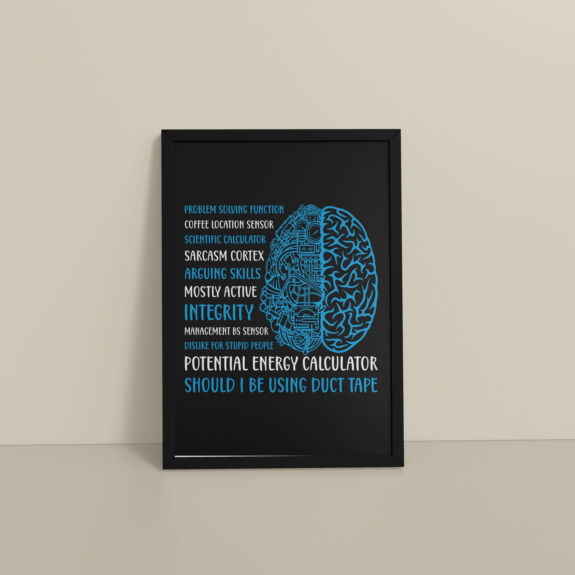 Floor View of Analytical Mind – A Peek Inside an Engineer’s Brain Frame in Black Color Frame