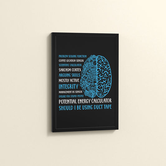 Side View of Analytical Mind – A Peek Inside an Engineer’s Brain Frame in Black Color Frame