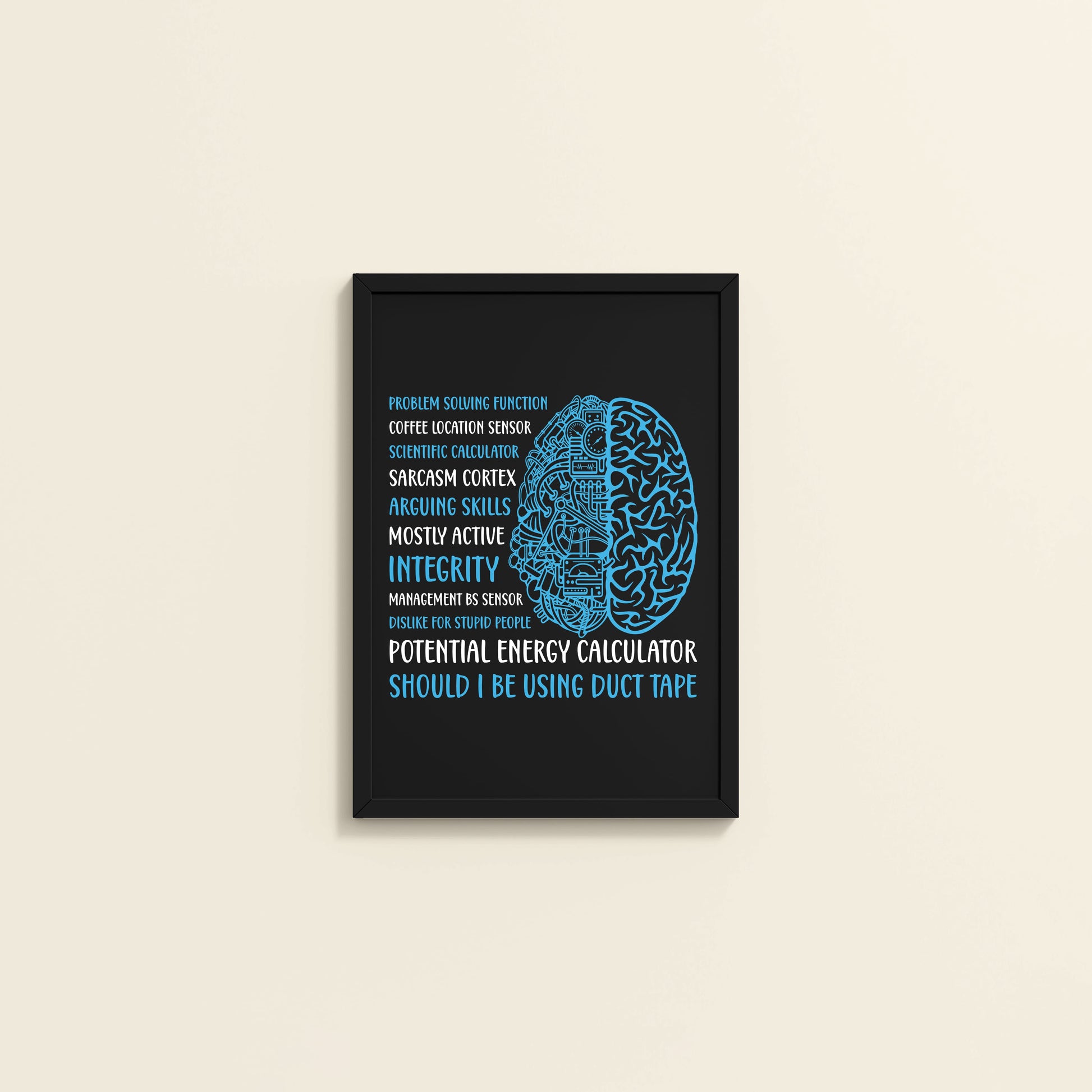 Wall View of Analytical Mind – A Peek Inside an Engineer’s Brain Frame in Black Color Frame
