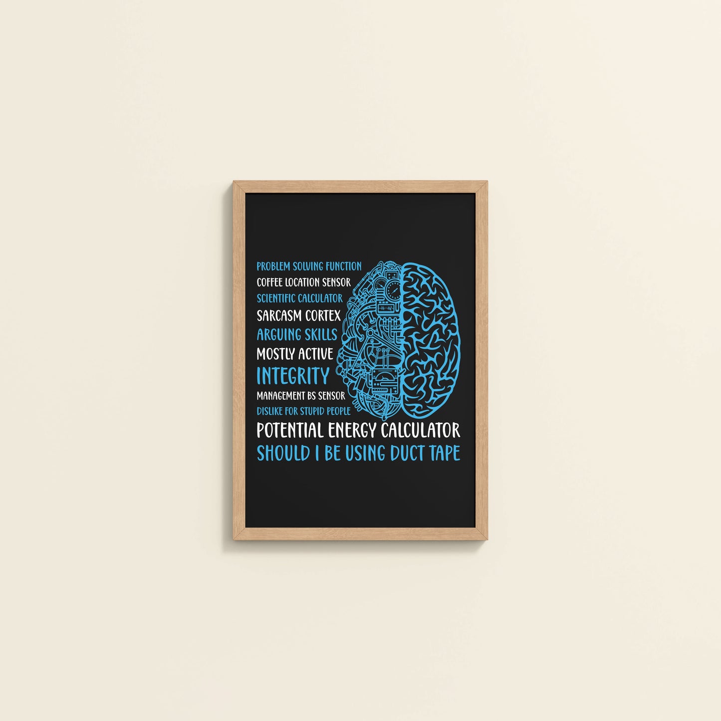 Wall View of Analytical Mind – A Peek Inside an Engineer’s Brain Frame in Natrual Color Frame