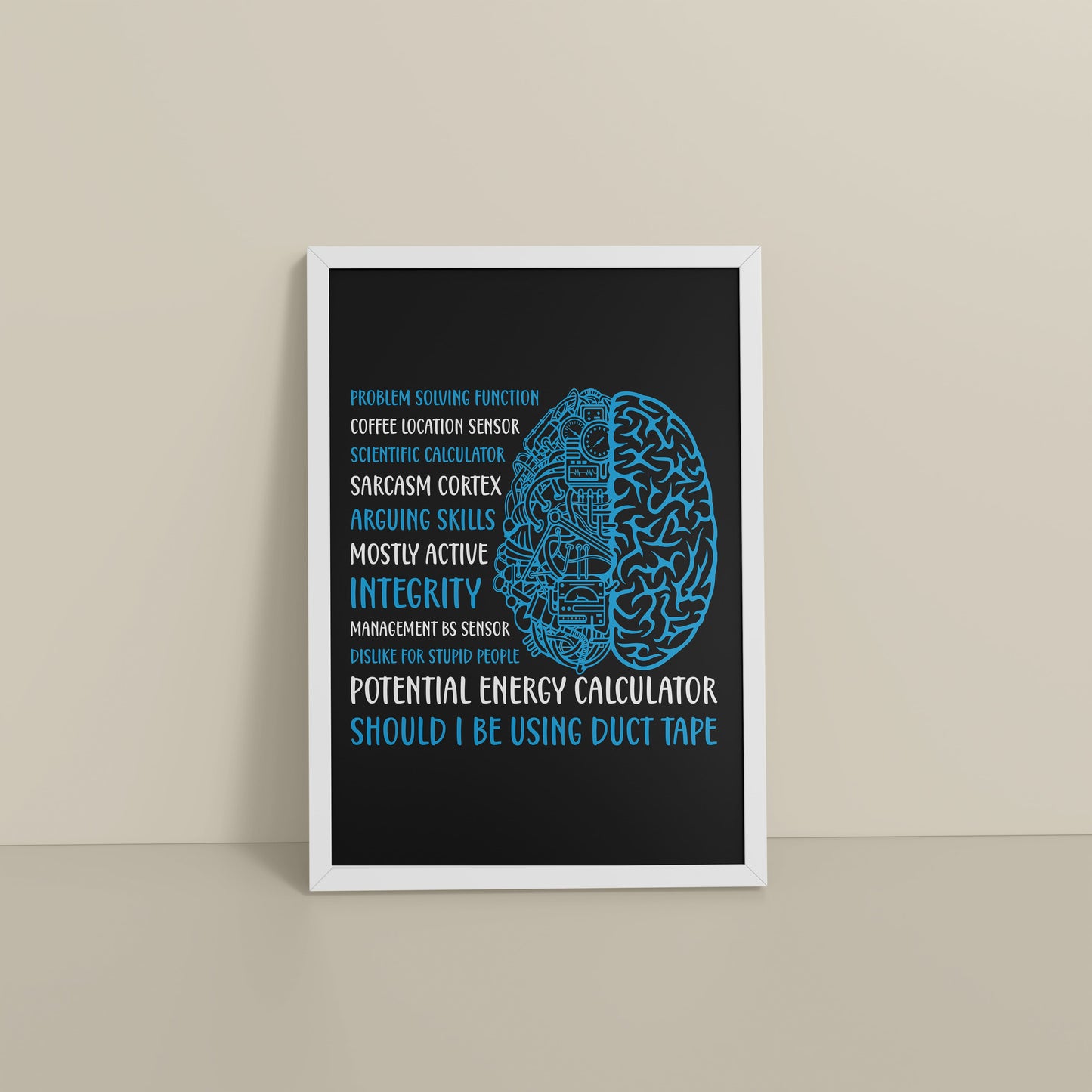 Floor View of Analytical Mind – A Peek Inside an Engineer’s Brain Frame in White Color Frame