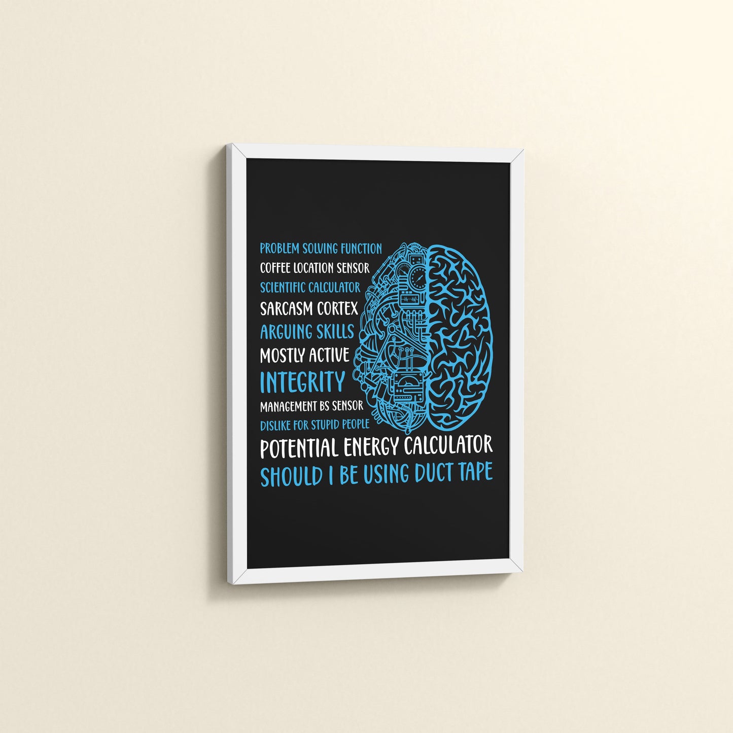 Side View of Analytical Mind – A Peek Inside an Engineer’s Brain Frame in White Color Frame