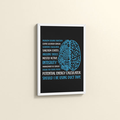 Side View of Analytical Mind – A Peek Inside an Engineer’s Brain Frame in White Color Frame