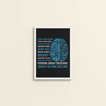 Wall View of Analytical Mind – A Peek Inside an Engineer’s Brain Frame in White Color Frame