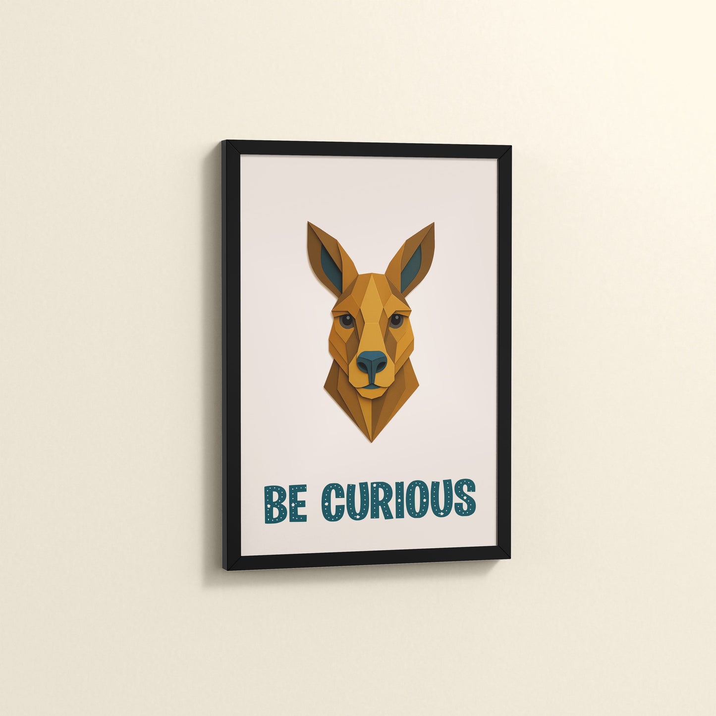 Side View of Be Curious Like a Kangaroo Photo Frame in Black Color Frame