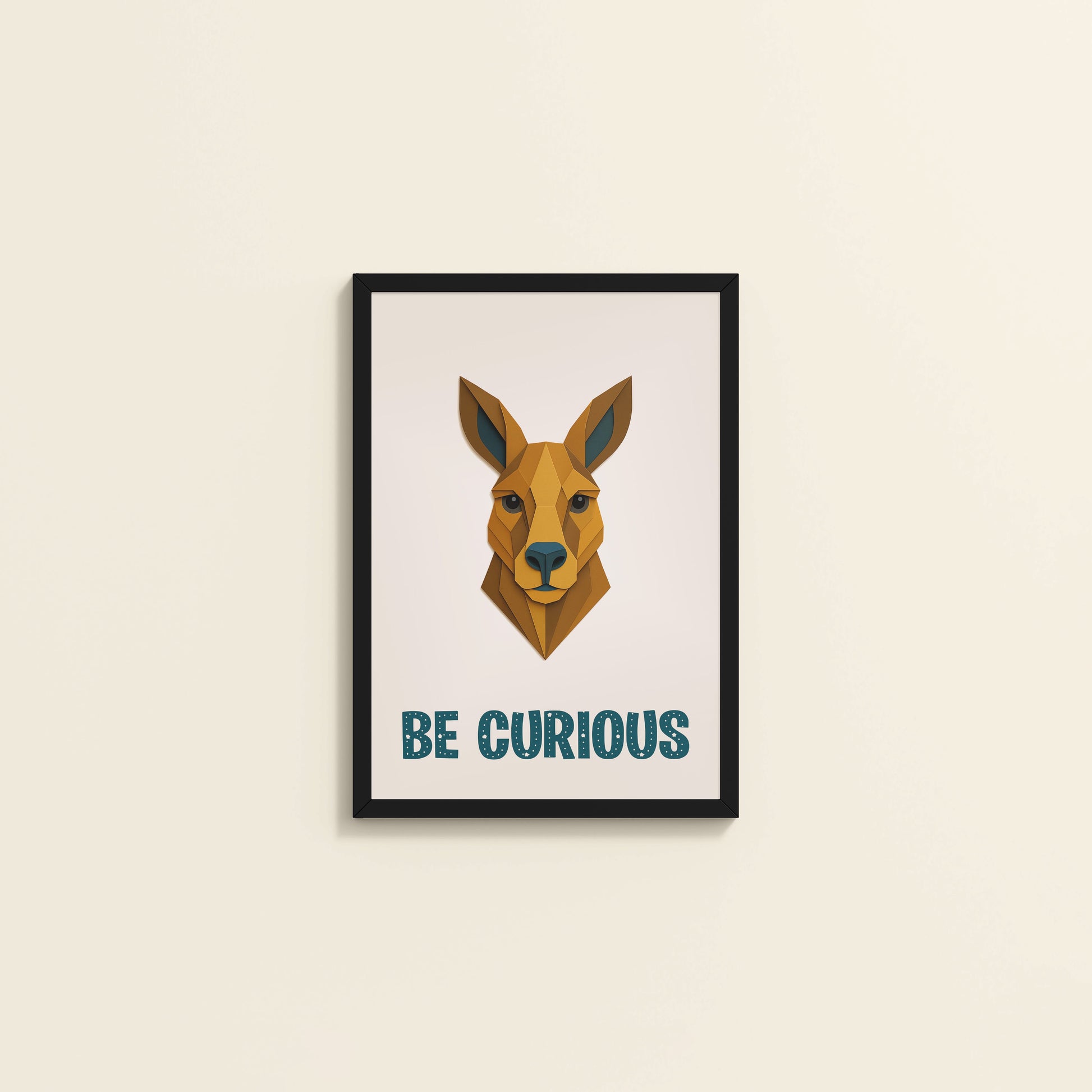 Wall View of Be Curious Like a Kangaroo Photo Frame in Black Color Frame