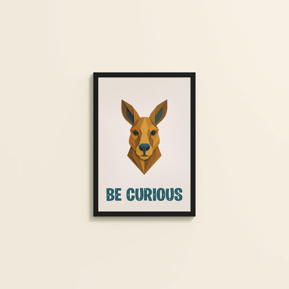 Wall View of Be Curious Like a Kangaroo Photo Frame in Black Color Frame