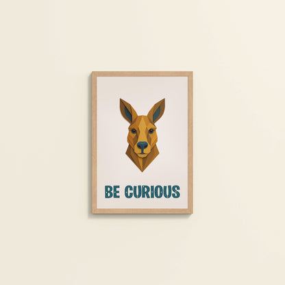 Wall View of Be Curious Like a Kangaroo Photo Frame in Natrual Color Frame