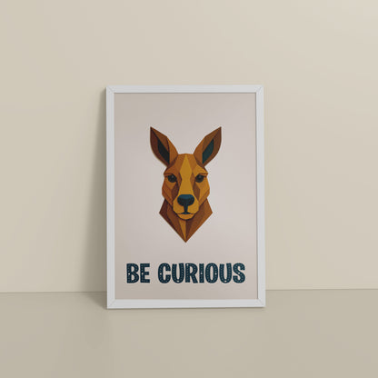 Floor View of Be Curious Like a Kangaroo Photo Frame in White Color Frame