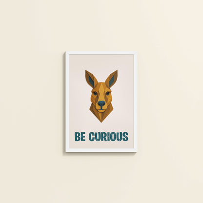 Wall View of Be Curious Like a Kangaroo Photo Frame in White Color Frame