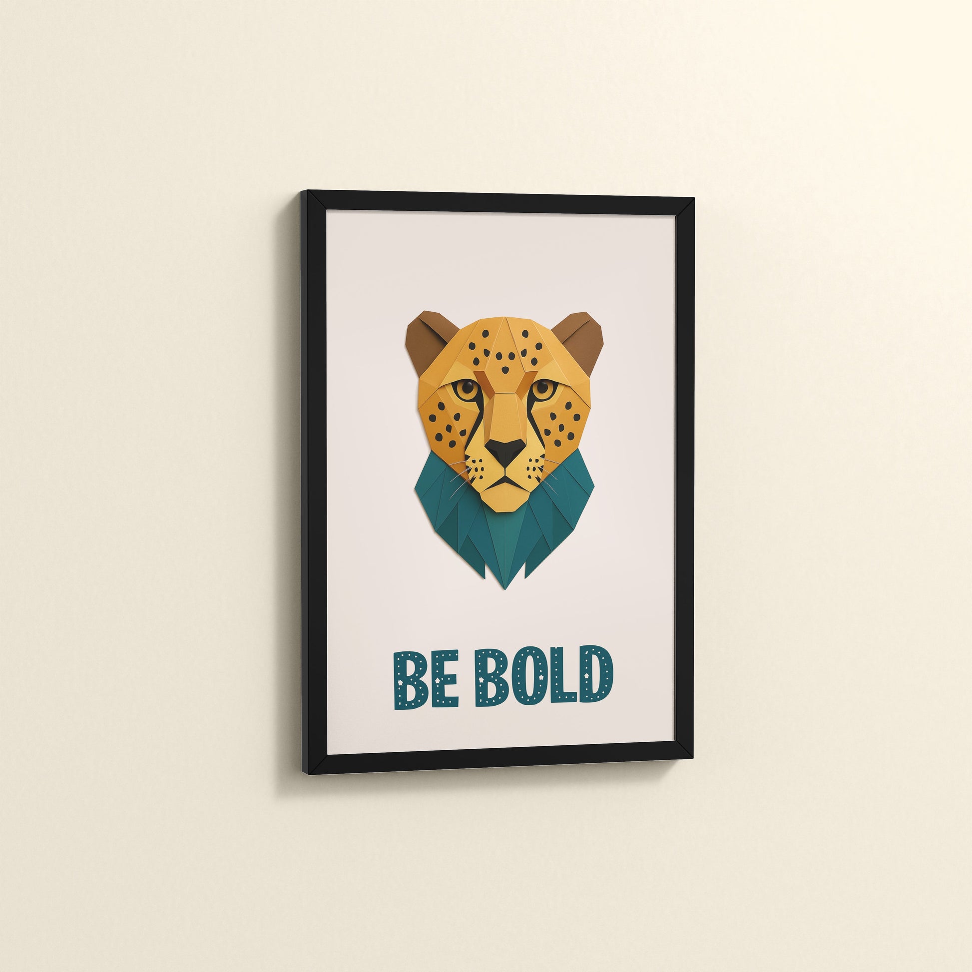 Side View of Be Bold Like a Cheetah – Motivational Photo Frame in Black Color Frame