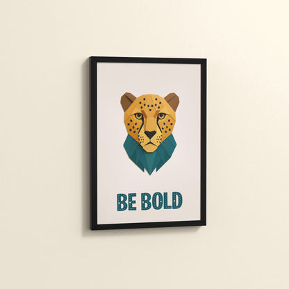 Side View of Be Bold Like a Cheetah – Motivational Photo Frame in Black Color Frame