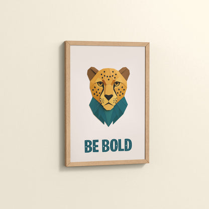 Side View of Be Bold Like a Cheetah – Motivational Photo Frame in Natrual Color Frame