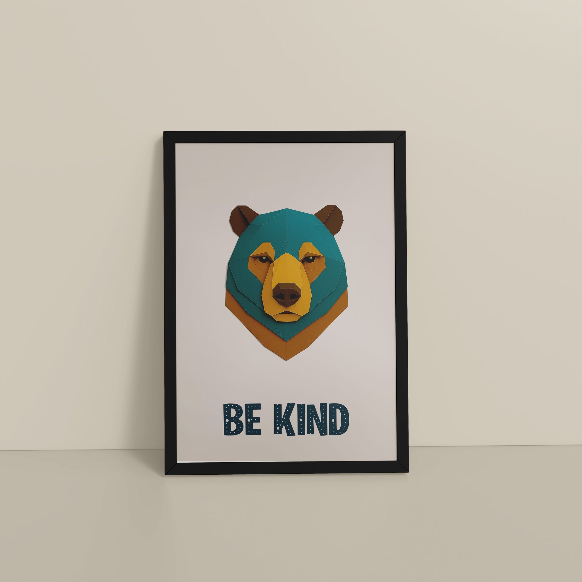 Floor View of Be Kind Like a Bear Motivational Wall Frame in Black Color Frame