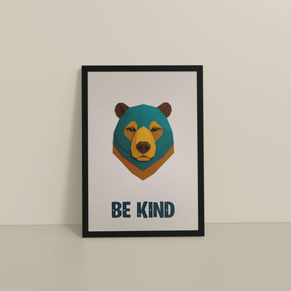Floor View of Be Kind Like a Bear Motivational Wall Frame in Black Color Frame