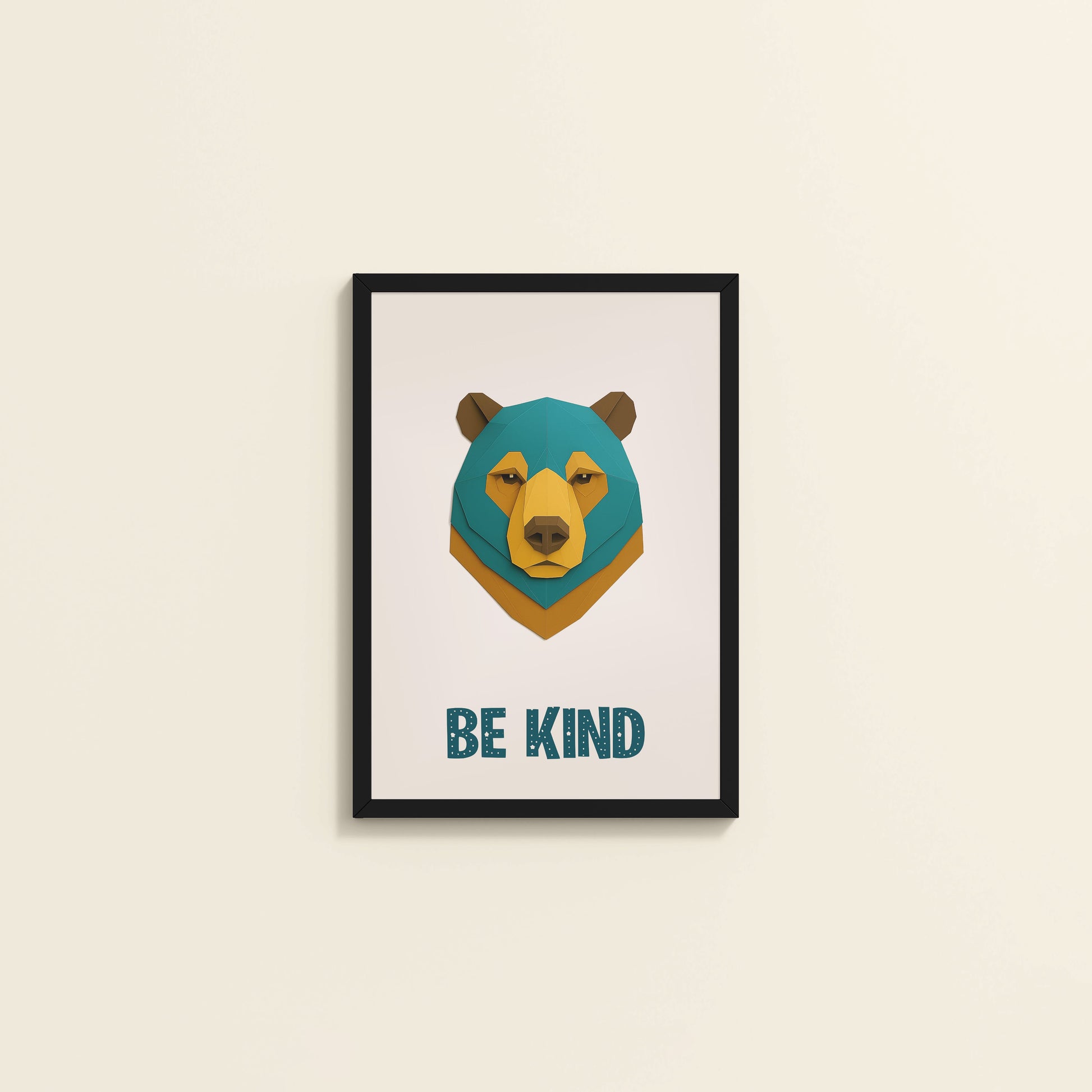 Wall View of Be Kind Like a Bear Motivational Wall Frame in Black Color Frame