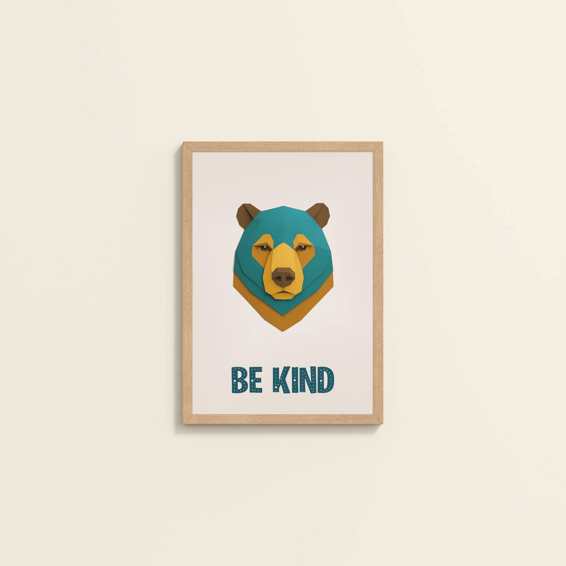 Wall View of Be Kind Like a Bear Motivational Wall Frame in Natrual Color Frame