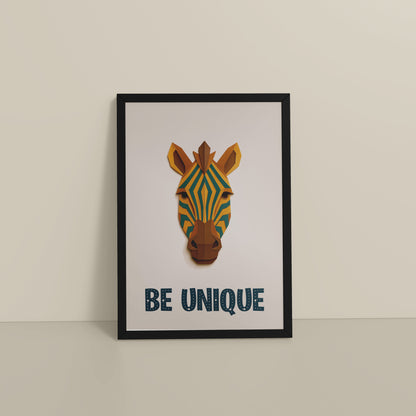 Floor View of Be Unique – Zebra Wall Painting in Black Color Frame