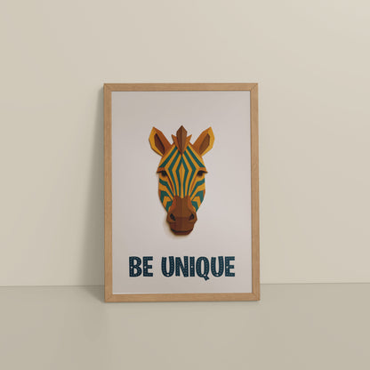 Floor View of Be Unique – Zebra Wall Painting in Natrual Color Frame