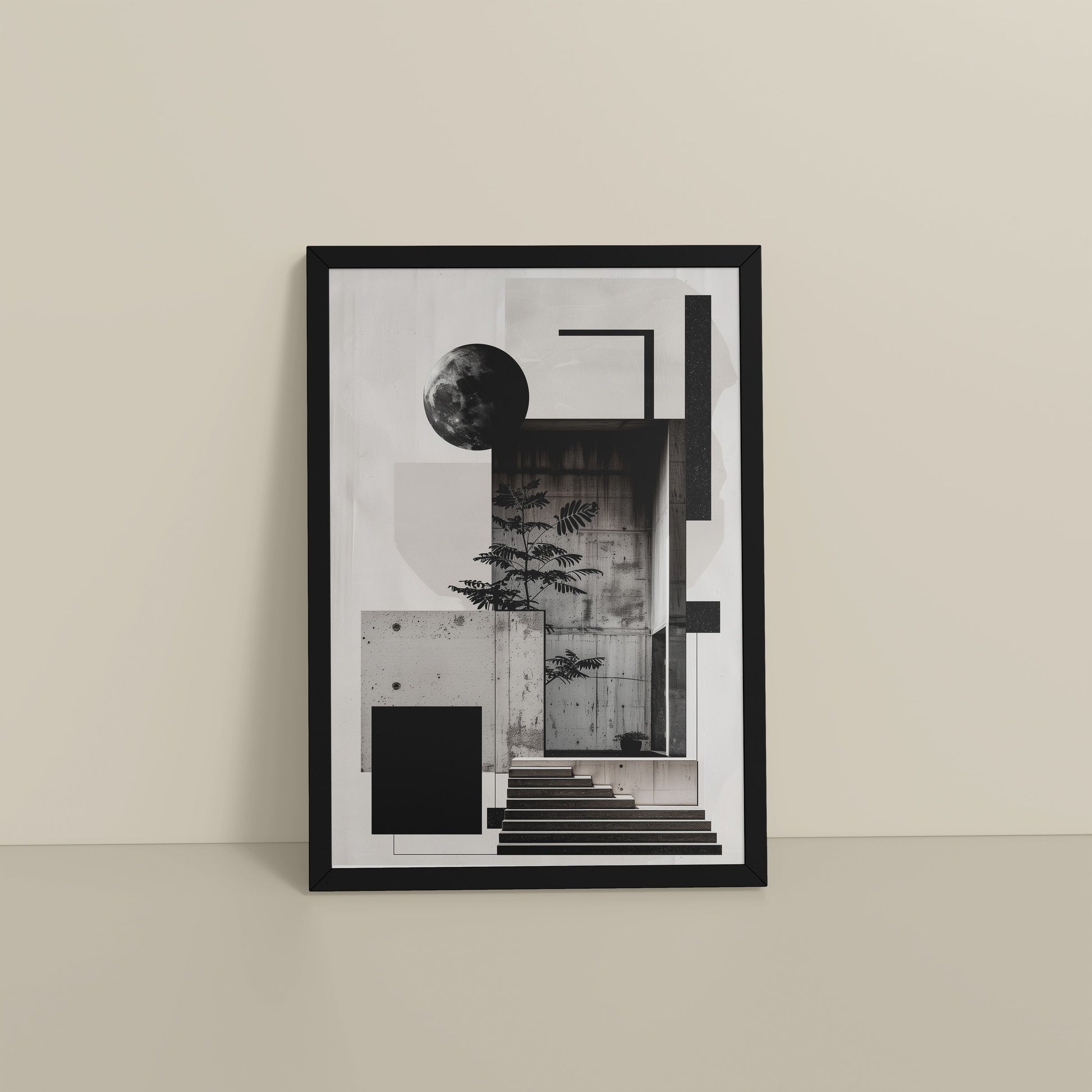 Floor View of Structured Beauty – Aesthetic Architecture Wall Art Frame in Black Color Frame
