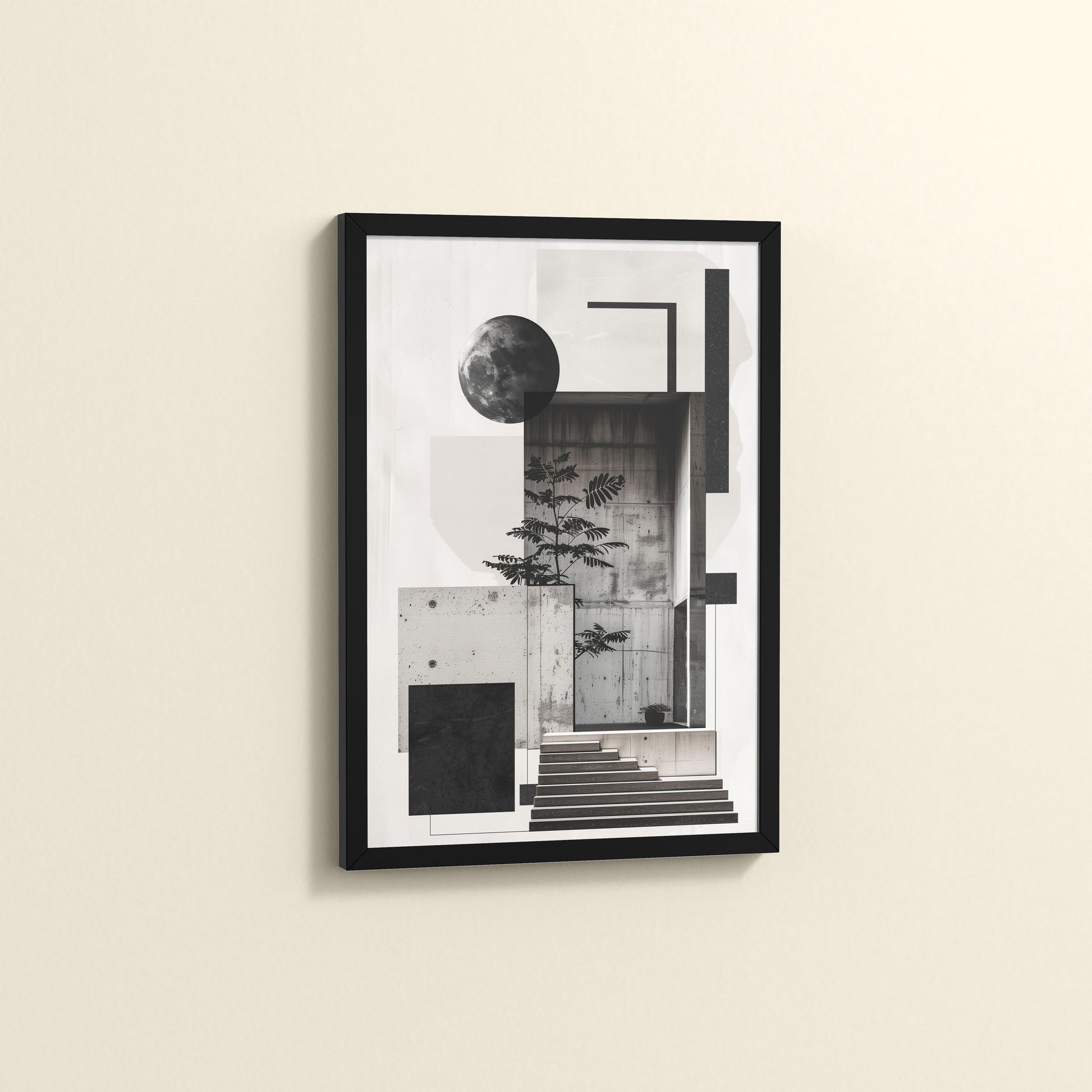 Side View of Structured Beauty – Aesthetic Architecture Wall Art Frame in Black Color Frame