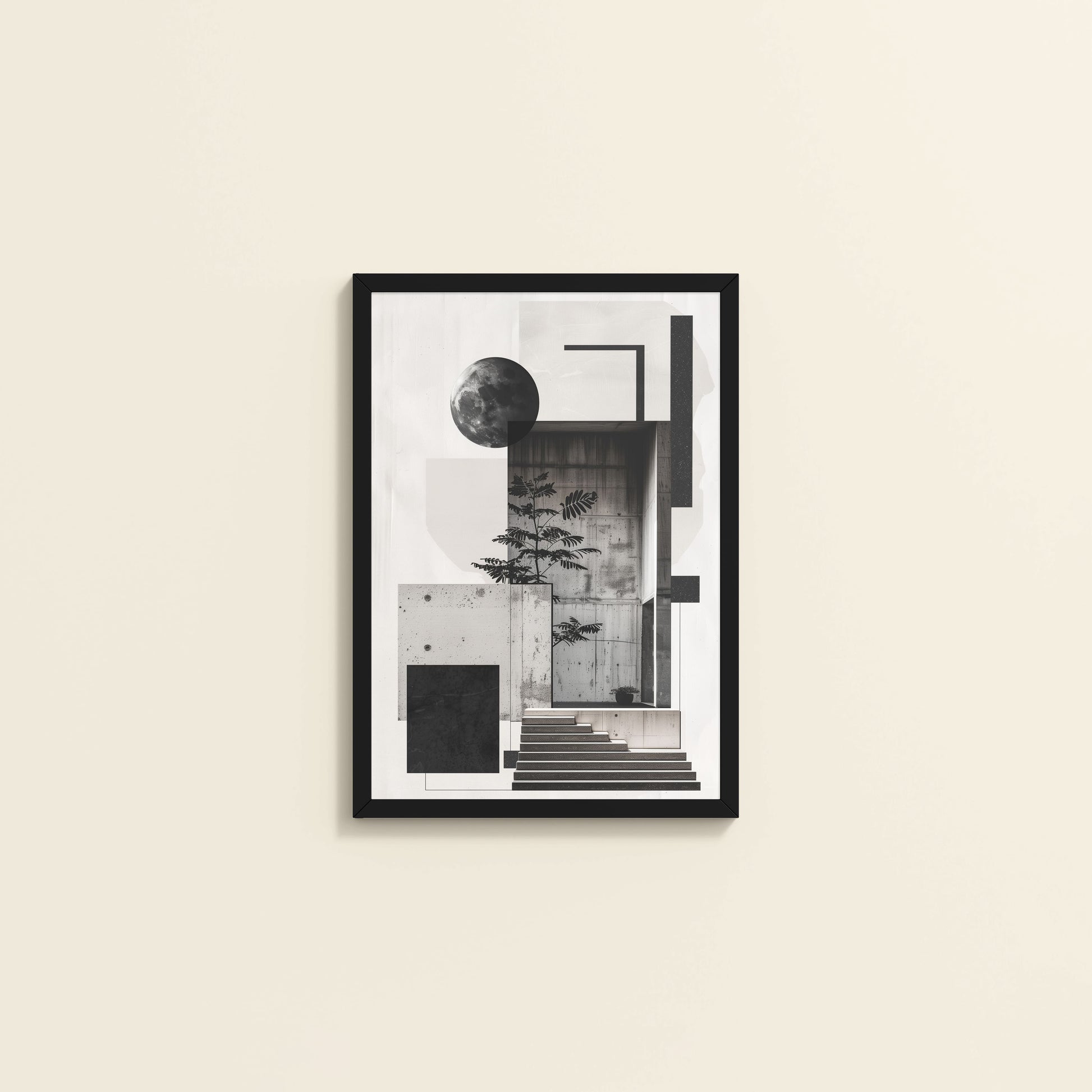 Wall View of Structured Beauty – Aesthetic Architecture Wall Art Frame in Black Color Frame