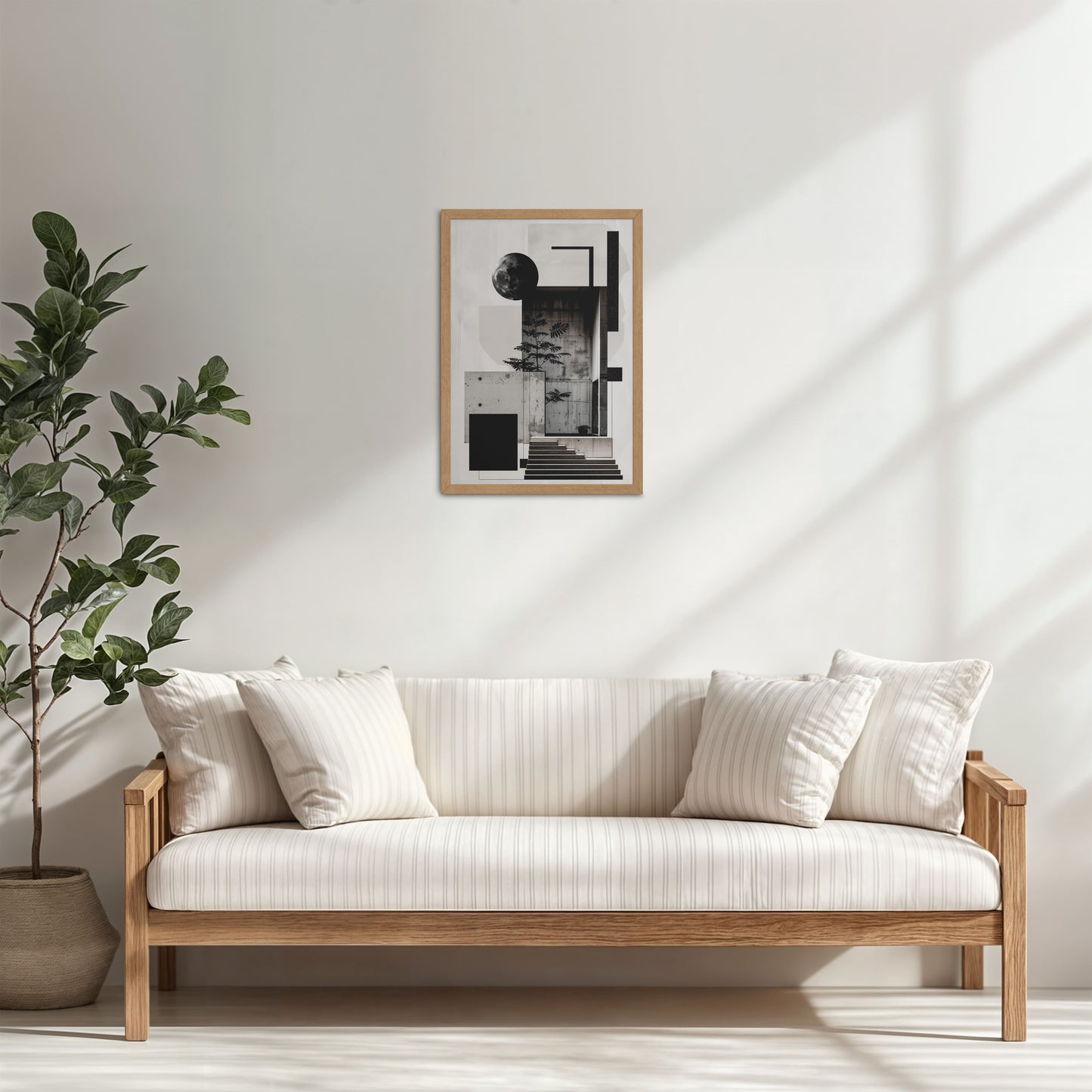 Living Room Cabinet Table Preview of Structured Beauty – Aesthetic Architecture Wall Art Frame in Natrual Color Frame